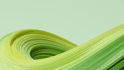 Poster - Abstract 3d rendering of twisted lines. Modern green background design, illustration of a futuristic shape