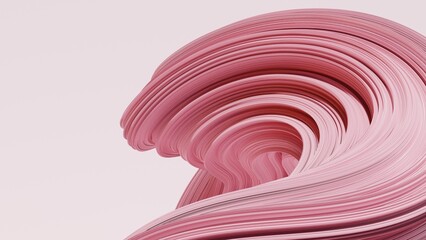 Poster - Abstract 3d rendering of twisted lines. Modern pink background design, illustration of a futuristic shape