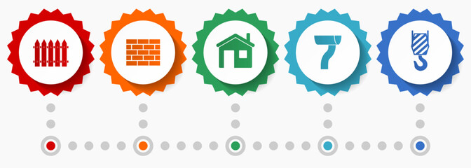 Aufkleber - Home building vector icons, industrial and conctruction flat design web badges collection, business infographic template