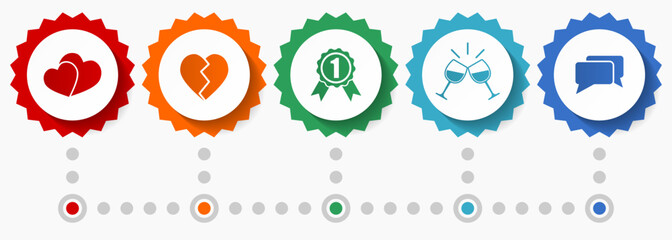 Aufkleber - Love vector icons, valentine flat design web badges collection, business infographic template