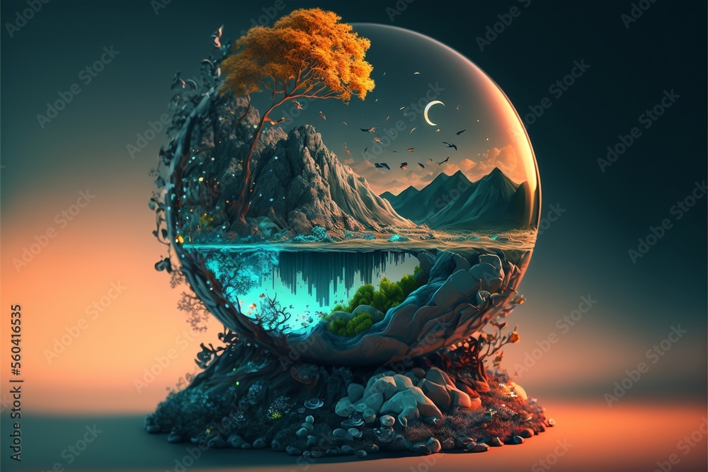 Globe Shaped Illustration For The Earth Ocean And Land Depicting
