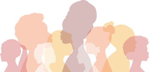 Wall Mural - Women stand together. Transparent background.