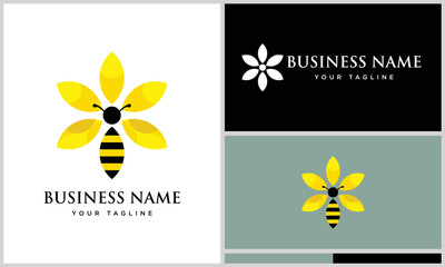 Wall Mural - silhouette bee sun logo template