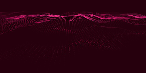Poster - Abstract digital particle wave. Futuristic dotted wave. Technology background vector. Vector illustration