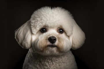 Canvas Print - Bichon canine facing the camera. Generative AI