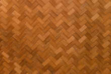 Orange Weaved Bamboo Pattern. Background Texture, Close Up Photo.
