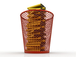 Poster - 3d rendering folder with documents in recycle bin