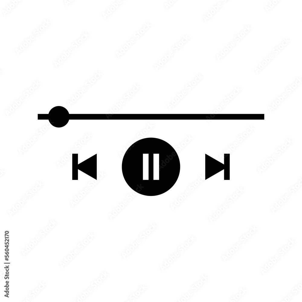Audio or video player progress loading bar with time slider, pause ...