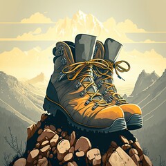 illustration of Hiking boots. generative AI.