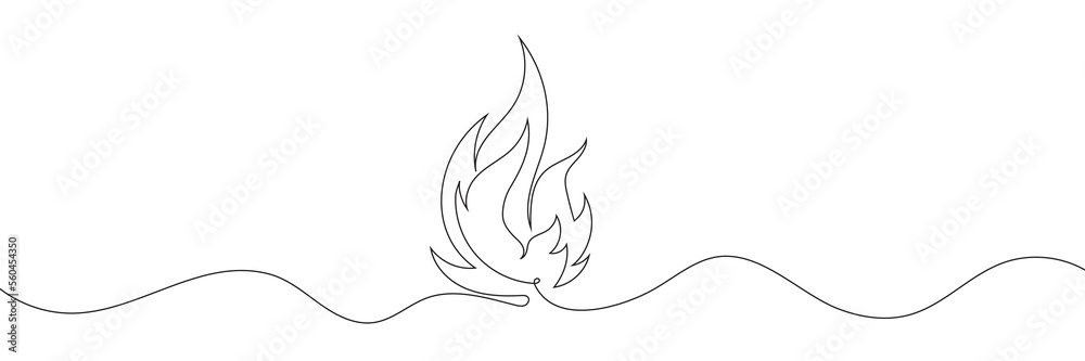 Linier Fire Vector Continuous line of fire. one line. Vector illustration Stock Vector ...