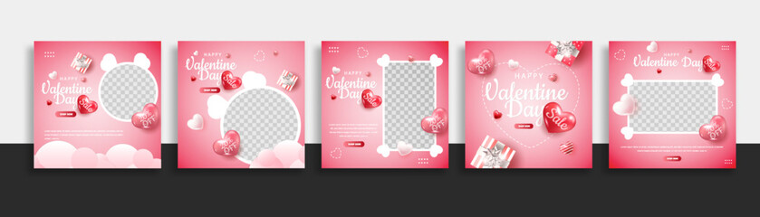 Wall Mural - set of valentine day sale social media post template web banner for promotions your product.
