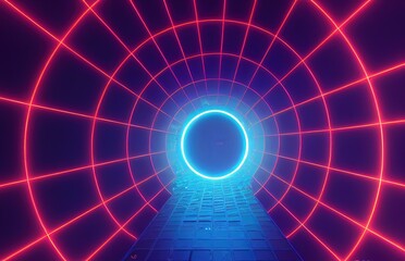 Wall Mural - Portal to another universe with neon glow around