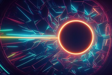 Wall Mural - Portal to another universe with neon glow around
