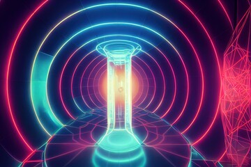 Wall Mural - Portal to another universe with neon glow around