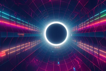 Wall Mural - Portal to another universe with neon glow around