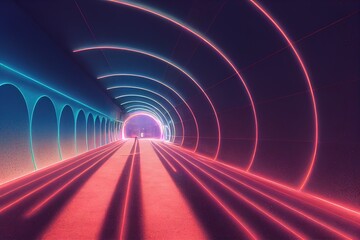 Wall Mural - Portal to another universe with neon glow around