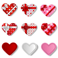 Wall Mural - set of heart shaped gift boxes. valentine's day gift boxes