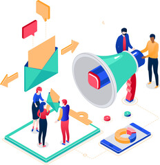 Aufkleber - Email marketing - modern colorful isometric illustration