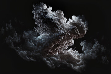 Sticker - Actual Clouds on a Dark Black Background. Generative AI