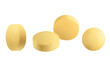 Set of yellow round pills isolated on white or transparent background.