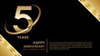 5th Anniversary Celebration. Template design with gold color for anniversary celebration event, invitation, banner, poster, flyer, greeting card. Logo Vector Template Illustration