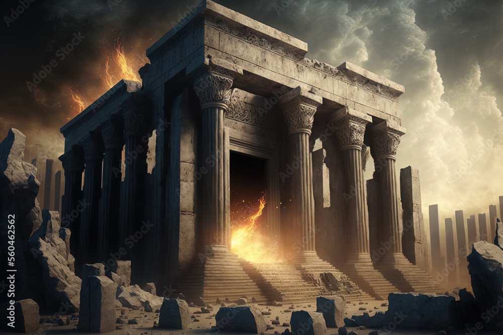 Ancient Jewish temple was destroyed; mourning day was Tish B'Av, the ninth day of Av. Generative AI