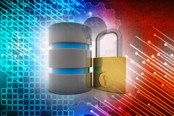 Poster - 3d rendering Database storage data base protected lock