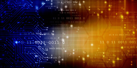 2d illustration abstract digital binary data on computer screen
