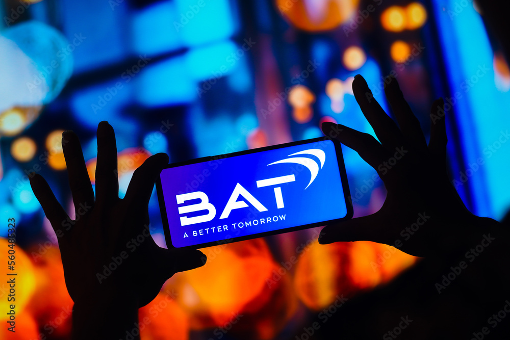 bat tobacco logo January 11, 2023, Brazil. In this photo illustration, the British American  Tobacco (BAT) logo is displayed on a smartphone screen. Stock Photo