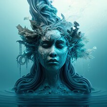 A Girl Abstract Art Coming From Water Forming A Girl From Water Generative Ai