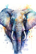 abstract watercolor image of an elephant created with Generative AI technology