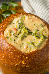 Wall Mural - Homemade Broccoli Cheddar Soup Bread Bowl