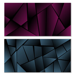 Abstract polygonal pattern. Set of two dark gradient polygonal backgrounds. Background design, cover, postcard, banner, wallpaper