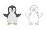 Fototapeta Pokój dzieciecy - children's coloring illustration with Penguin vector template