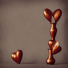 Wall Mural - Heart Shape Vase. Valentines Day. Generative AI