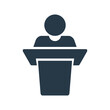 © illust_monster - The person giving the lecture. Speech silhouette icon. Vector.
