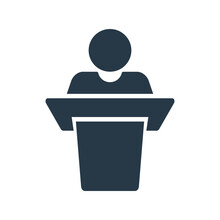The Person Giving The Lecture. Speech Silhouette Icon. Vector.