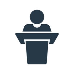 the person giving the lecture. speech silhouette icon. vector.