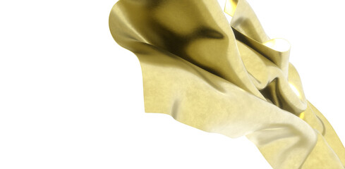 Poster - Abstract background of gold wavy silk or satin. 3d