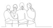 © OneLineStock - four female friends standing together watching sunset - PNG image with transparent background