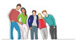 © OneLineStock - group of young student friends standing together posing smiling colored - PNG image with transparent background