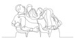 © OneLineStock - team members celebrating standing together as friends - PNG image with transparent background