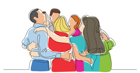 Wall Mural - team members celebrating standing together as friends colored - png image with transparent backgroun