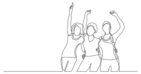 Wall Mural - team of african american female activists standing together as winners - png image with transparent 