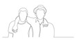 © OneLineStock - two hugging friends standing together - PNG image with transparent background
