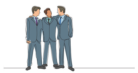 Wall Mural - three standing friends in suits colored - png image with transparent background