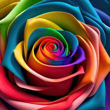 Multicolored Rose Close-up. Generative Ai