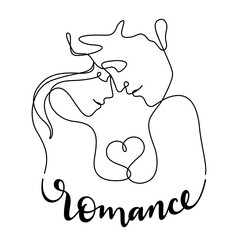 Wall Mural - romantic couple continuous line drawing vector illustration