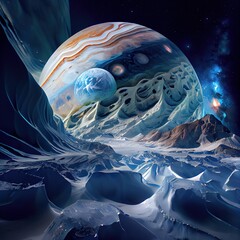 Wall Mural - a deserted abstract colorful alien landscape. alien planets during sunrise. a beautiful landscape on