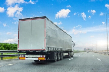 Wall Mural - Truck transportation on the road on a nice clear summer day.